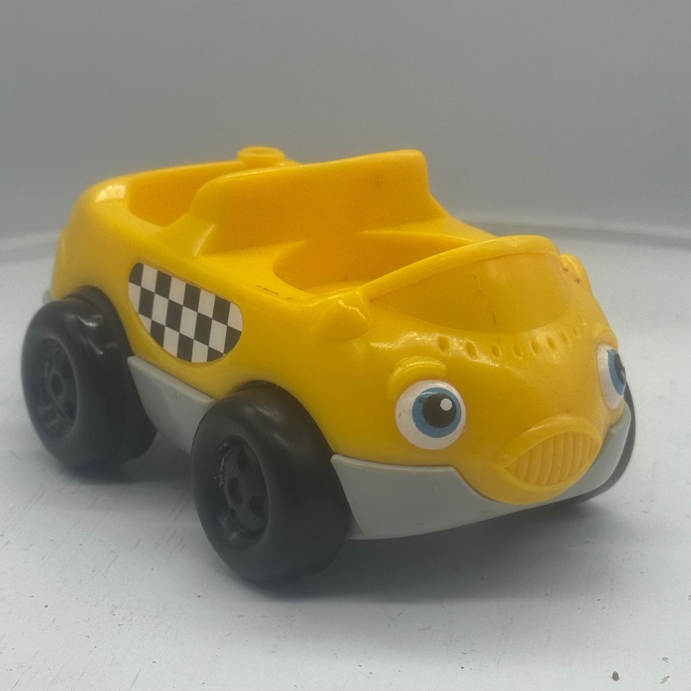 Vtg Fisher-Price Little People Yellow Taxi Cab Car Vehicle Checkered 2001 Mattel